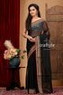 Jade black handloom bengal cotton saree with woven border black sheer saree colorful embroidered 1
