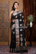 Jet black mangalgiri silk saree with zari work elegant and timeless black saree colorful floral paisley 1