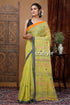 June bud yellow handloom cotton saree with stitched detail yellow checked saree orange gray 1