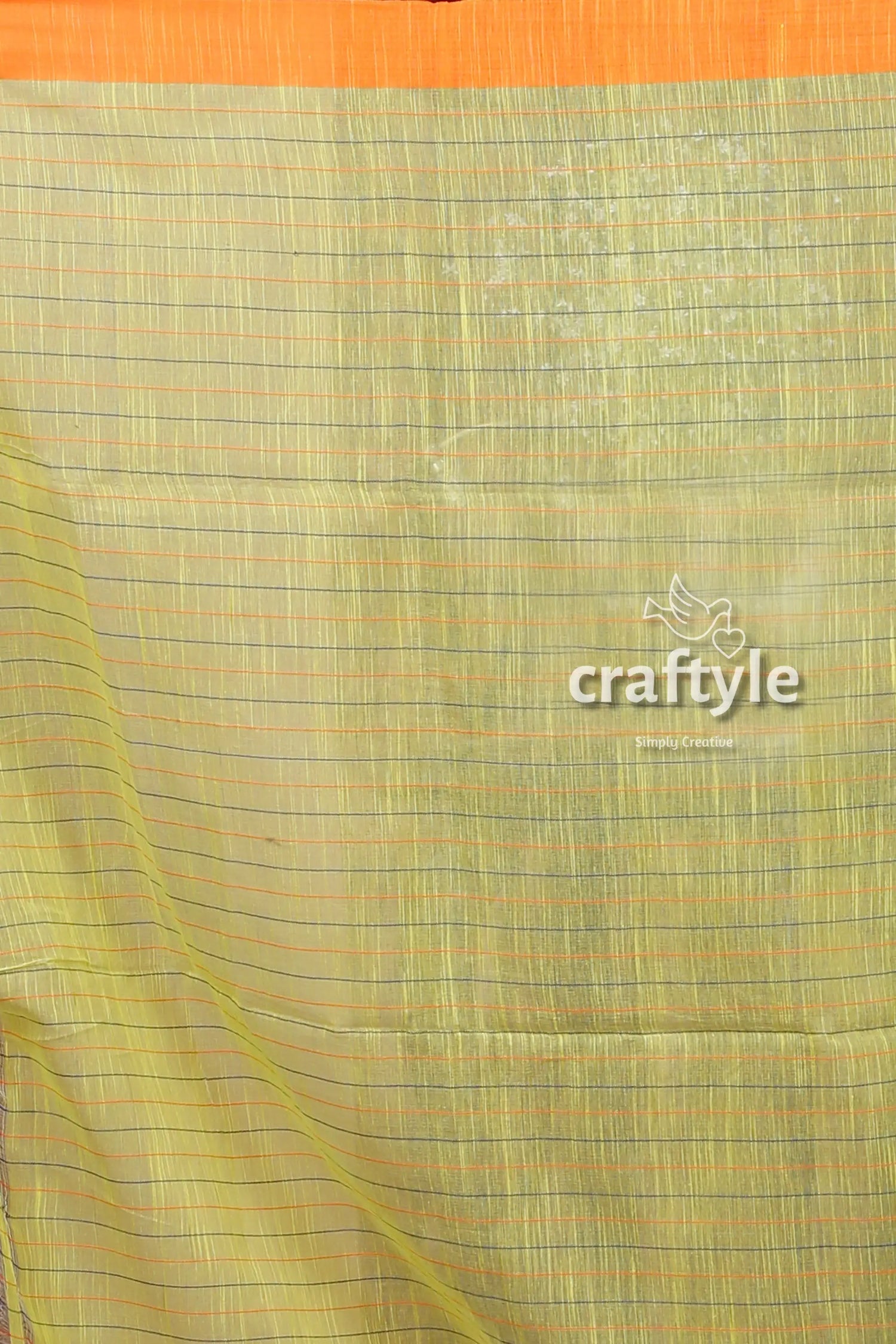 June bud yellow handloom cotton saree with stitched detail yellow striped fabric 6