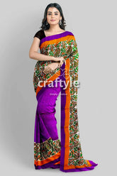 Kalka design lavender hand block print pure mulberry silk saree woman purple patterned saree 5