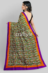 Kalka design lavender hand block print pure mulberry silk saree patterned saree colorful borders 6