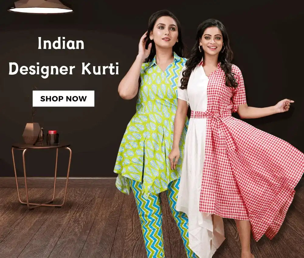 Two women modeling Indian designer kurtis
