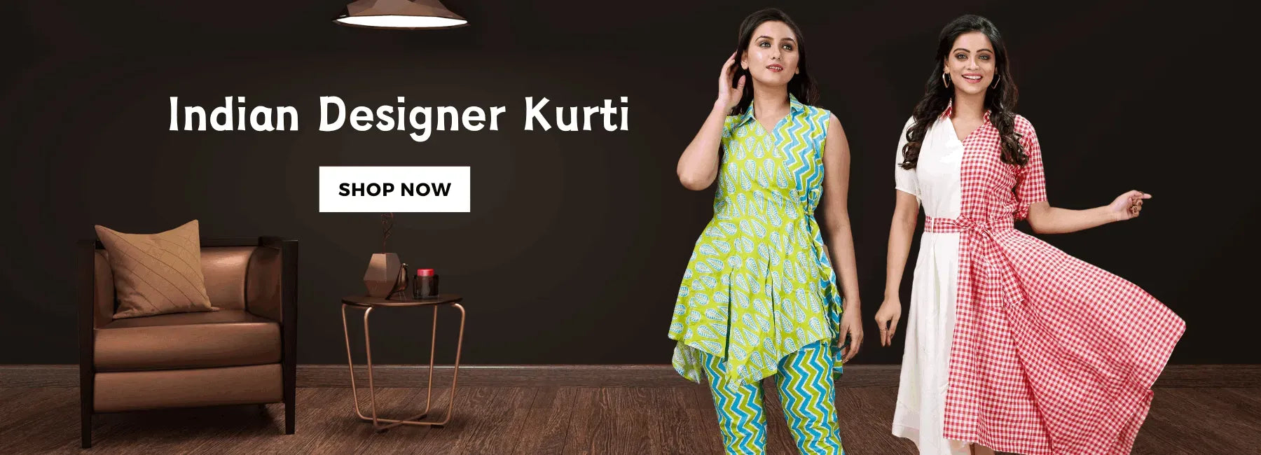 Two women modeling Indian designer kurtis