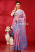 Lavender rose traditional handloom jamdani sari pink blue patterned saree 1