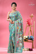 Light sea green floral pattern ethnic kantha silk saree light blue silk saree intricate 1