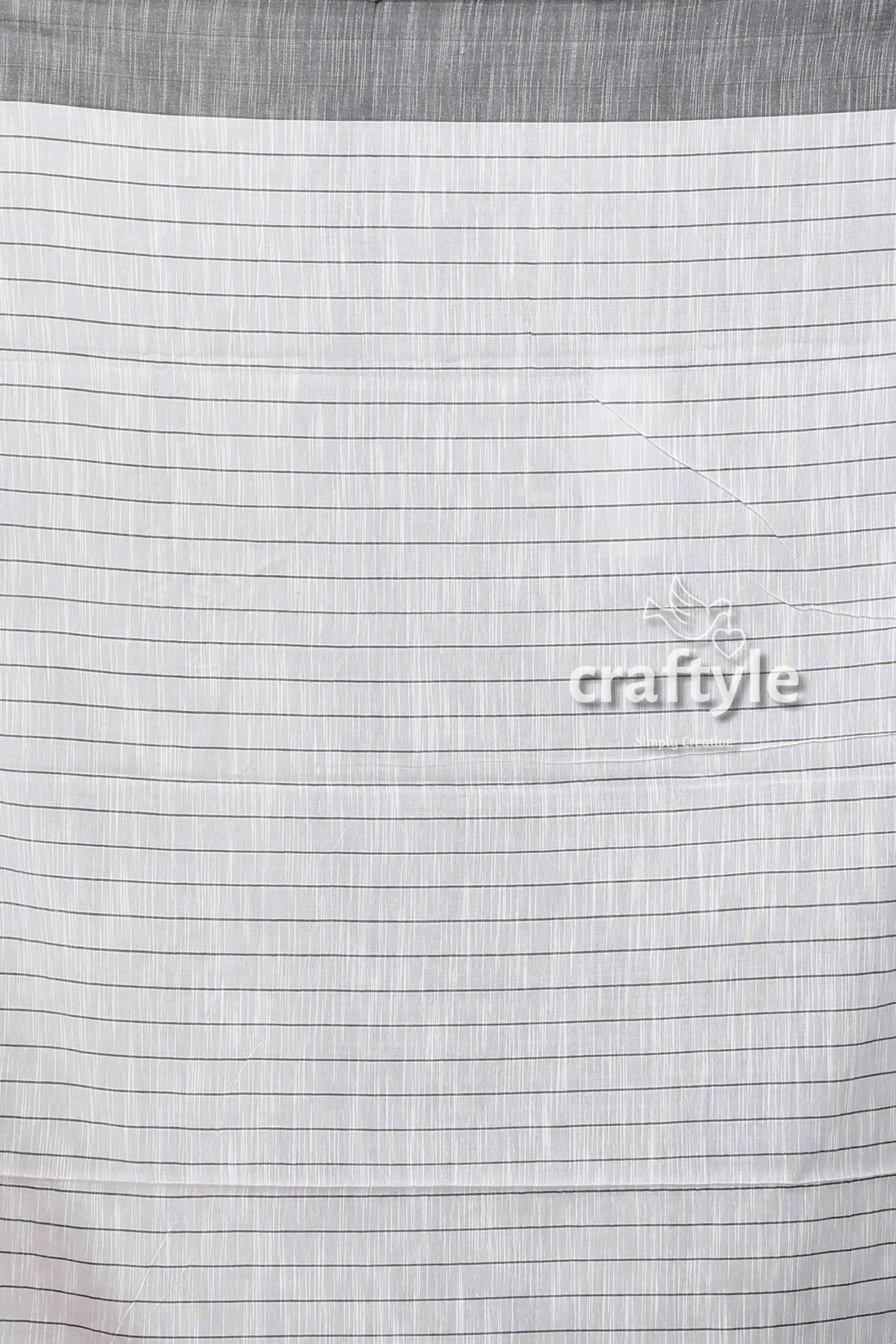 Lily white check handloom cotton saree - elegant and versatile white fabric horizontal stripes 6