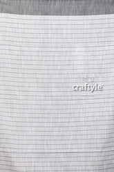 Lily white check handloom cotton saree - elegant and versatile white fabric horizontal stripes 6