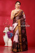 Livid brown silk bandhni saree - indian traditional wear brown white tie-dye saree gold 1