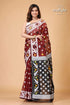 Livid brown timeless jamdani saree maroon black patterned saree 1