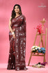 Livid brown white thread work kantha silk saree maroon silk saree white embroidered 1