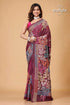 Livid purple multicolor kantha stitched silk saree maroon saree floral embroidery 1