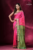 Magenta and green zari border exclusive bomkai silk saree pink green silk saree 1