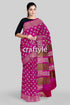 Magenta white hand block print zari border pure tussar silk saree magenta patterned saree 1