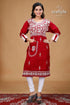Maroon white thread work kantha cotton kurti for women red embroidered kurta 1