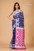 Midnight blue traditional dhakai jamdani saree blue pink patterned saree 1