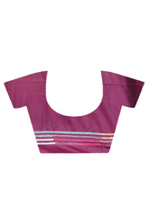 Mulberry purple kantha stitched blended bangalore silk saree maroon blouse striped hem 6