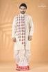 Multi thread design white hand kantha work men’s kurta men’s off white kurta dhoti set 1