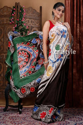 Multicolor floral design hand batik mulberry pure silk saree woman batik saree 1