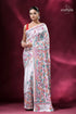 Multicolor floral exclusive white kantha silk saree elegant white saree colorful floral 1