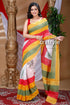 Multicolor hand block pure cotton saree striped saree tree design 1