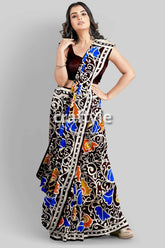 Multicolor leaf design hand batik pure mulberry silk saree woman floral-patterned saree 2