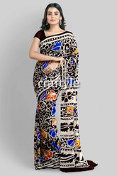 Multicolor leaf design hand batik pure mulberry silk saree woman floral-patterned saree 4