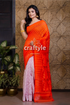 Orange and white minakari dhakai jamdani saree woman orange pink saree 1
