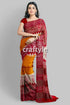 Orange yellow hand block print zari border pure tussar saree woman red yellow patterned saree 1