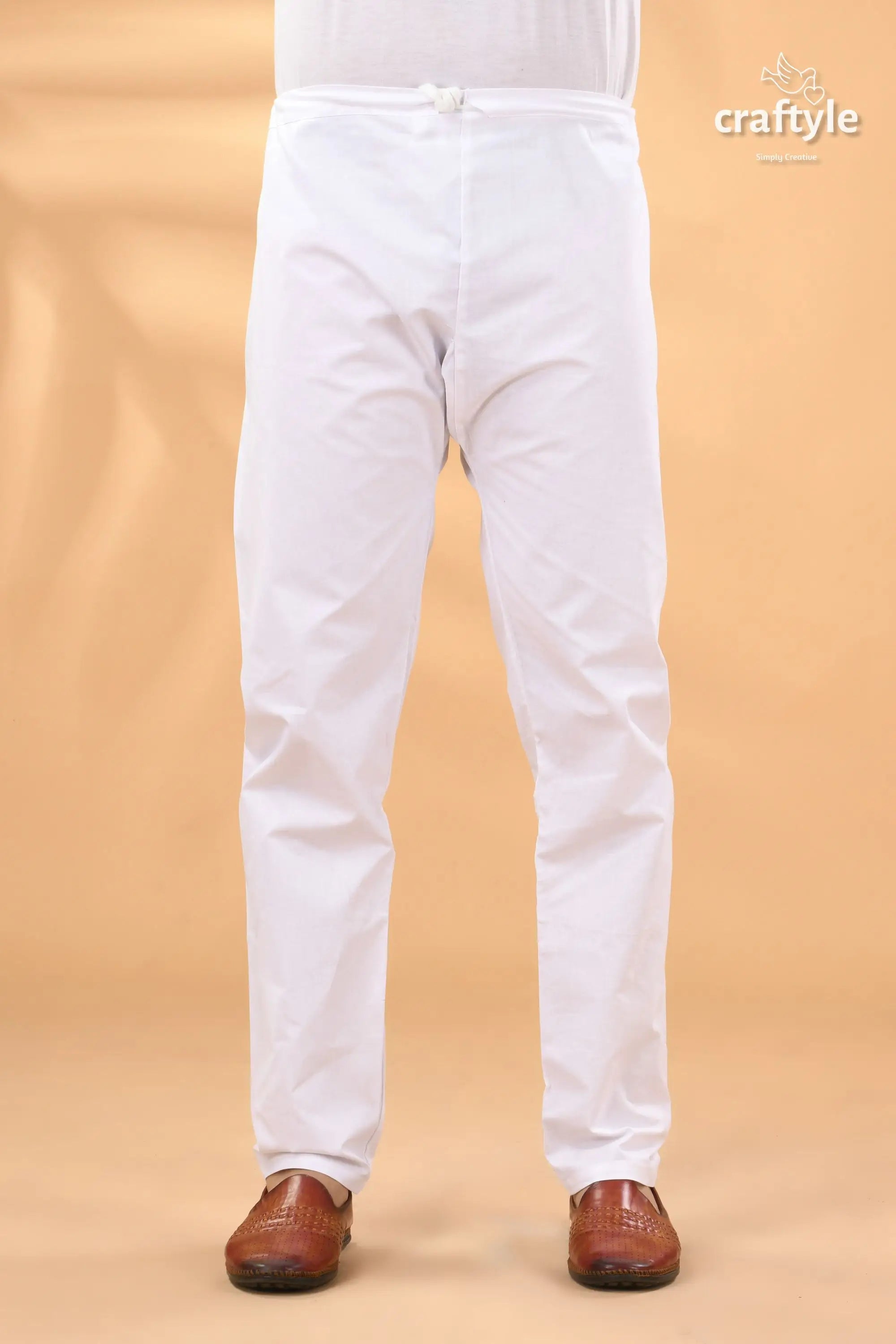 Pajama white cotton chinos pants brown 1