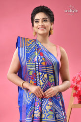 Palatinate blue bengal heritage silk kantha stitch saree blue kantha stitch saree colorful 2