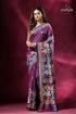 Palatinate purple village theme classic silk kantha sari purple saree painted designs 1