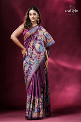 Palatinate purple village theme classic silk kantha sari purple saree colorful embroidery 4