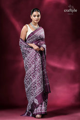 Pansy purple kutch embroidery hand kantha silk saree woman patterned saree 5