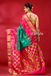 Persian green and magenta kanjivaram silk saree - classic elegance for any occasion pink green silk saree 4