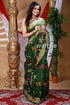 Pine green handloom cotton saree green saree colorful geometric patterns 1