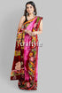 Pink dark burgundy shakuntala design handcrafted batik pure mulberry silk sari woman pink maroon floral saree 1