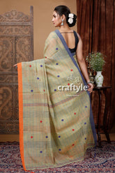 Pixie green handloom cotton saree with delicate stitching - perfect for work or special occasions woman patterned saree