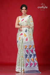 Pixie green premium soft jamdani sari for women woman patterned saree 1