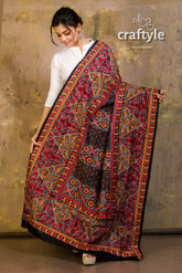 Pure Silk Kantha Embroidery Dupatta - Craftyle