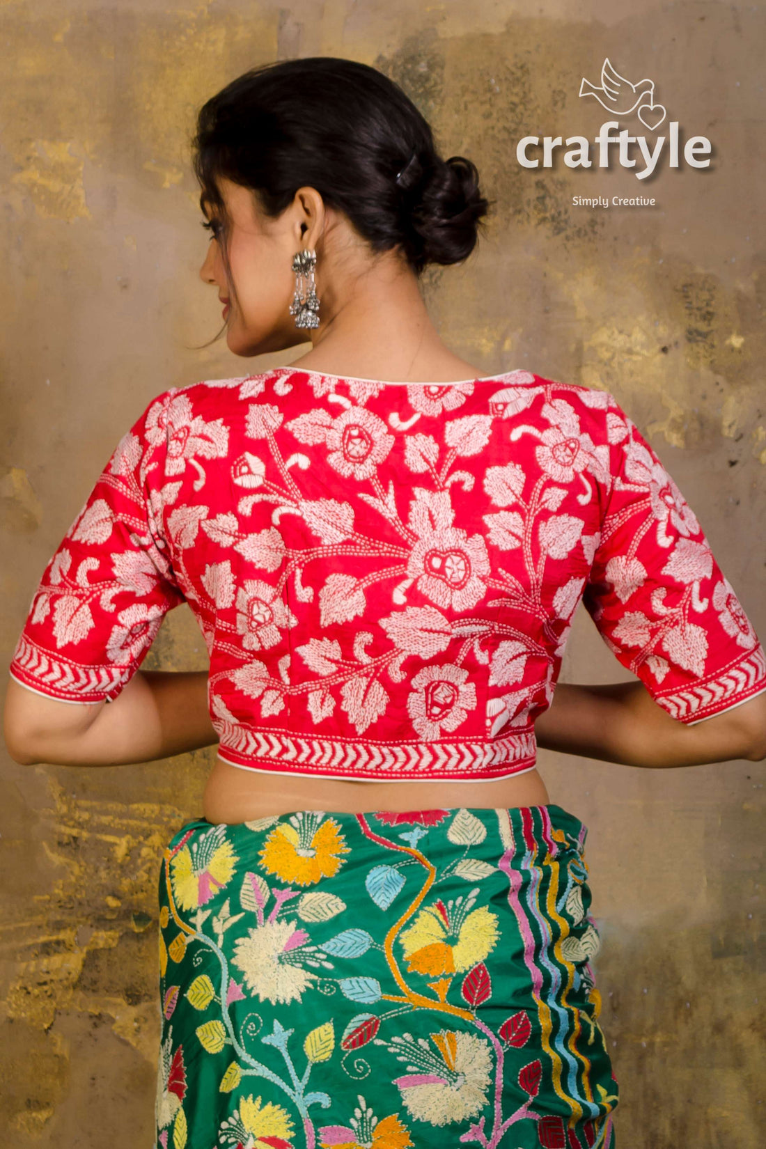 Pure Silk Kantha Stitch Blouse - Craftyle