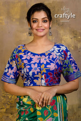 Pure silk kantha stitch blouse floral embroidered blouse 1