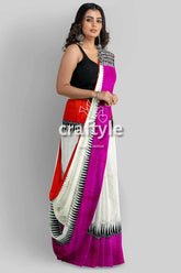 Pure silk mulberry saree multicolor ganga yamuna hand-block print design woman colorful saree 4