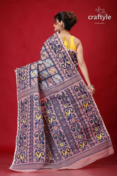 Queen pink traditional bengal jamdani saree patterned pink purple saree 5
