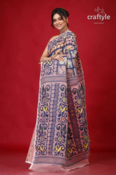 Queen pink traditional bengal jamdani saree woman patterned sari 3