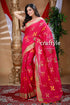 Rani pink handloom cotton saree pink saree gold accents 1