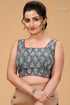 Regent gray dabu print blouse - pure cotton woman grey patterned sleeveless crop 1
