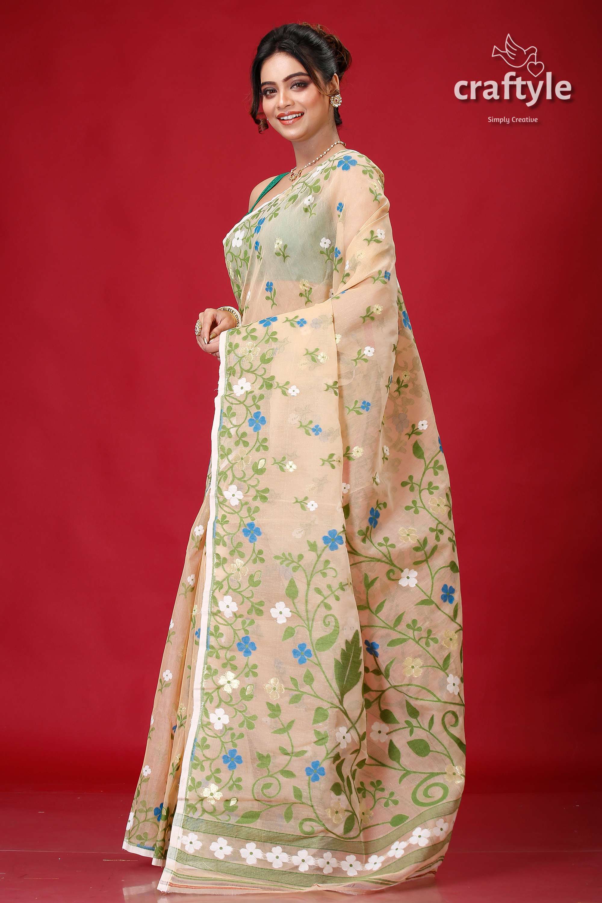 Rodeo Dust Jamdani Weave Saree-Craftyle