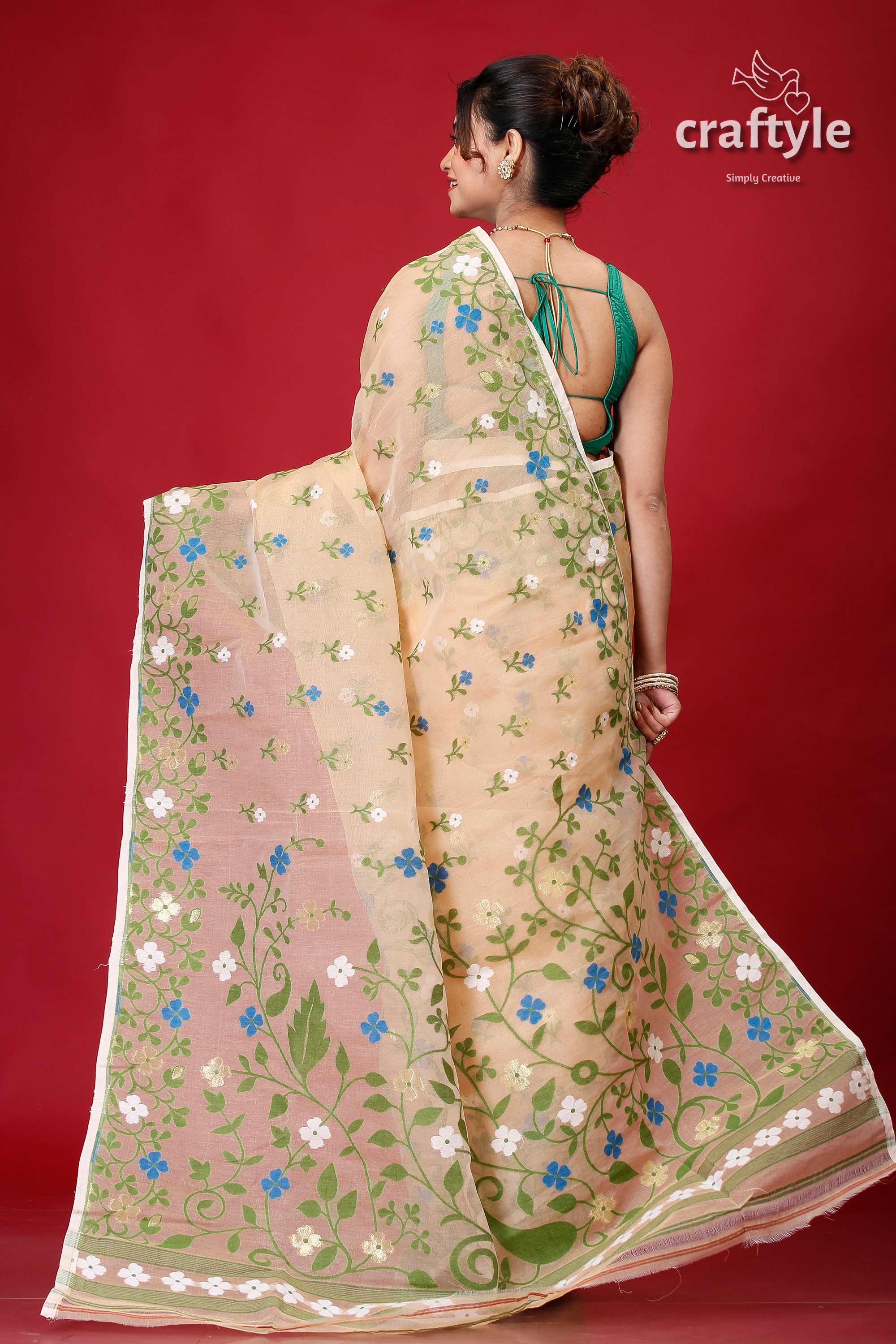 Rodeo Dust Jamdani Weave Saree-Craftyle