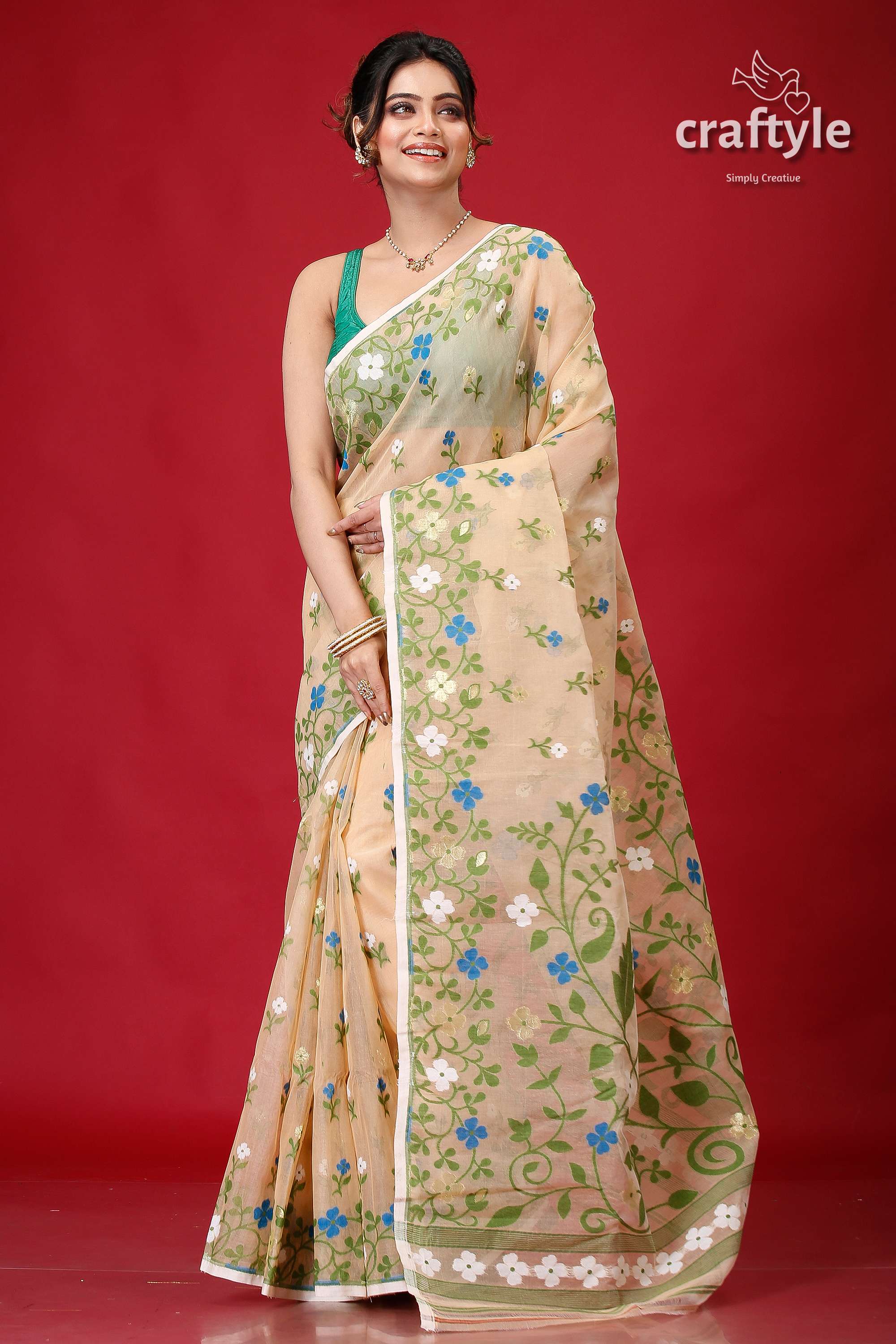 Rodeo Dust Jamdani Weave Saree-Craftyle